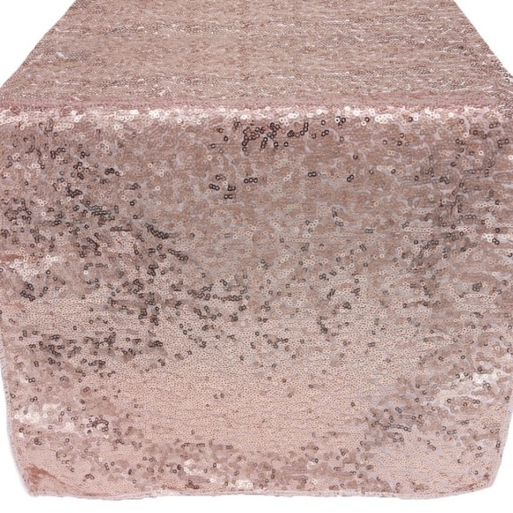 Set of 4 Rose Gold Blush Sequin Long Table Runner 9 ft Long